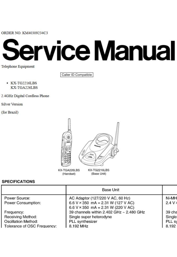 KX-TG2216LBS, KX-TGA226LBS
